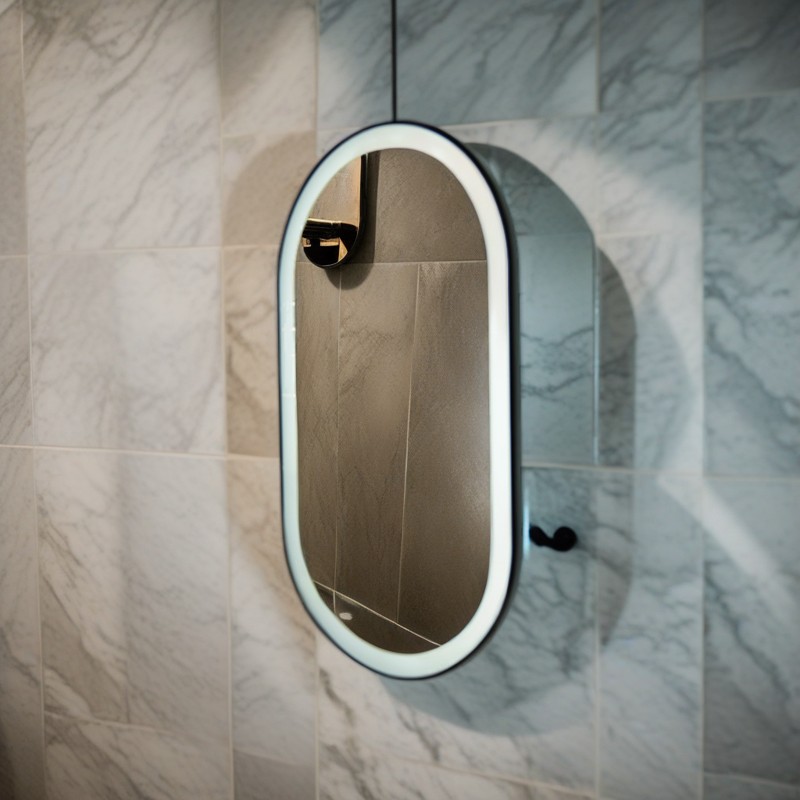 Pill Shape Frontlit and Backlit Mirror